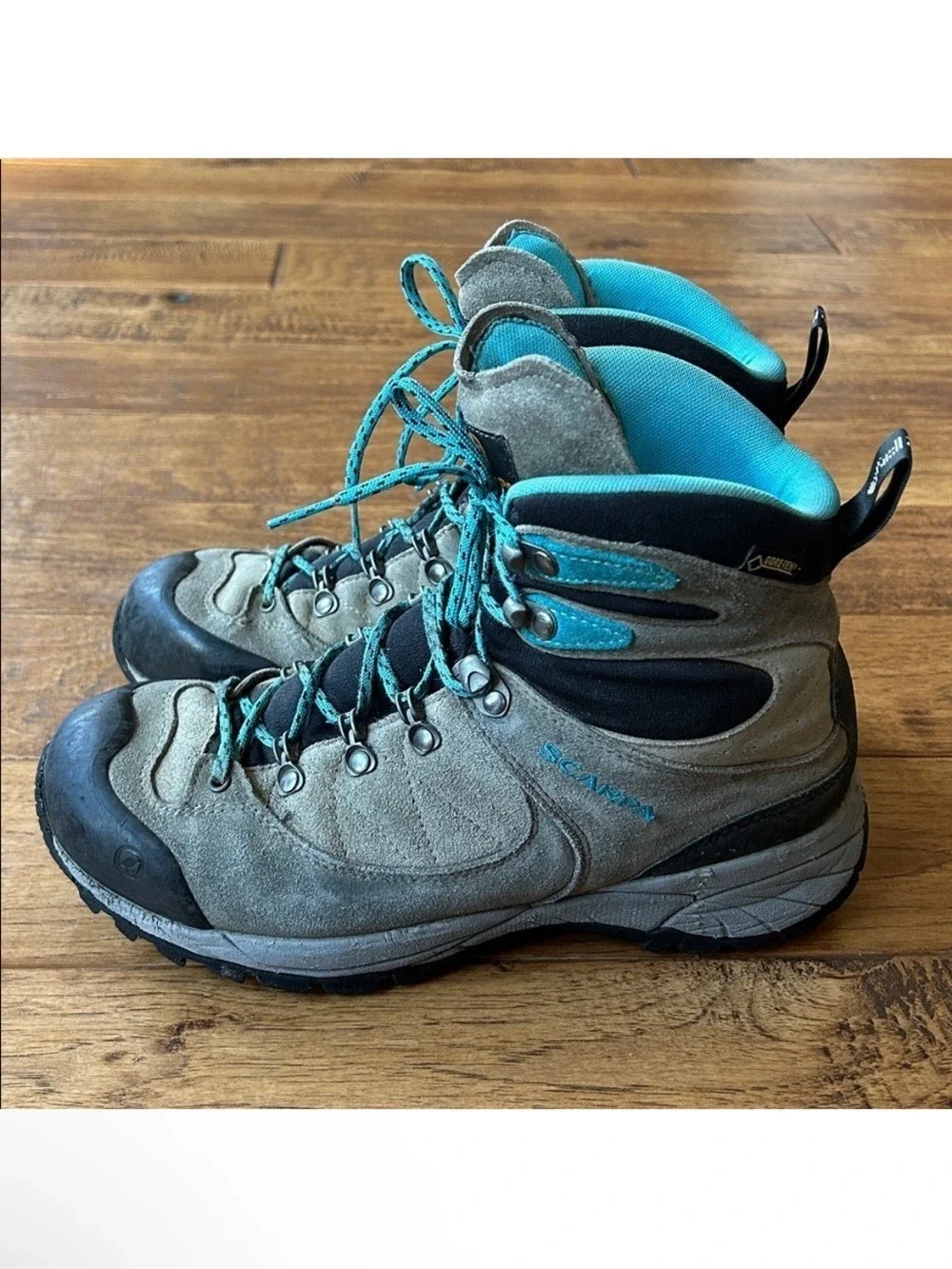 Scarpa R-Evolution GTX Backpacking Hiking Boots Waterproof Tan Black Teal 7.5